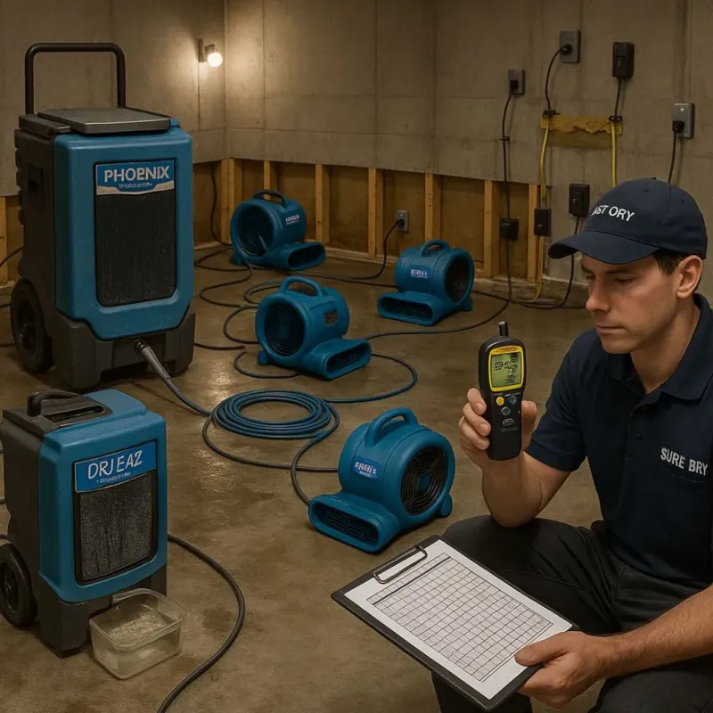 Structural Drying and Dehumidification process in Lakota, ND